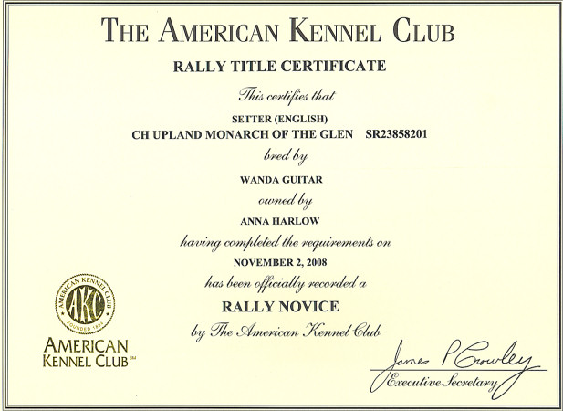 Hamish Rally Novice Certificate